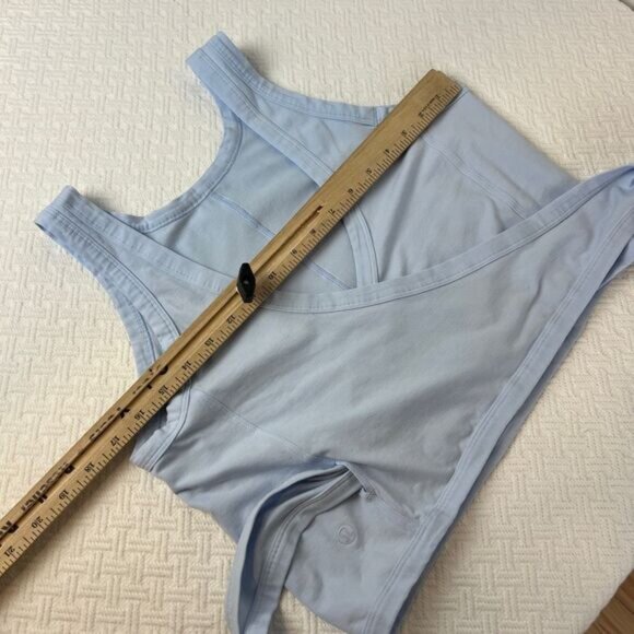 Lululemon Athletica Women's Large Blue Wrap Sleeveless Cropped Lounge Top Tank - Picture 10 of 12